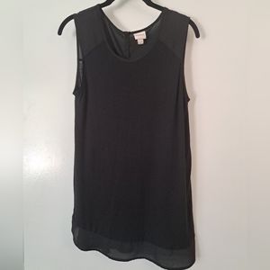Merona Black Tunic with Sheer Details and Back Buttons